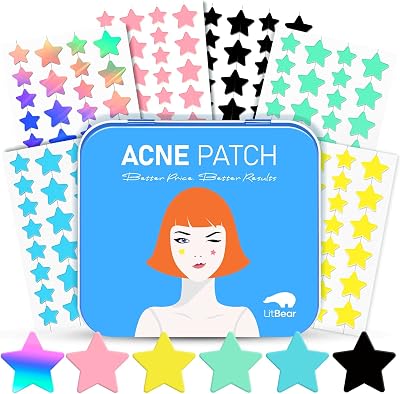 LitBear Acne Pimple Patch 6 Colors 168 Dots Star Patches with Case