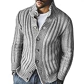 Men's Long Sleeve Casual Comfort Fit Cardigan Sweater Shawl Collar Soft Fabric