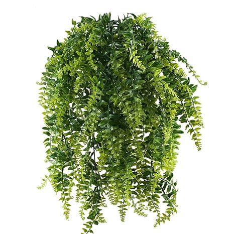 MIHOUNION Farn Künstlich Kunstpflanzen Hängend Hängepflanzen Künstliche Grünpflanze Kunststoff Pflanzen Kunstpflanzen für Dra