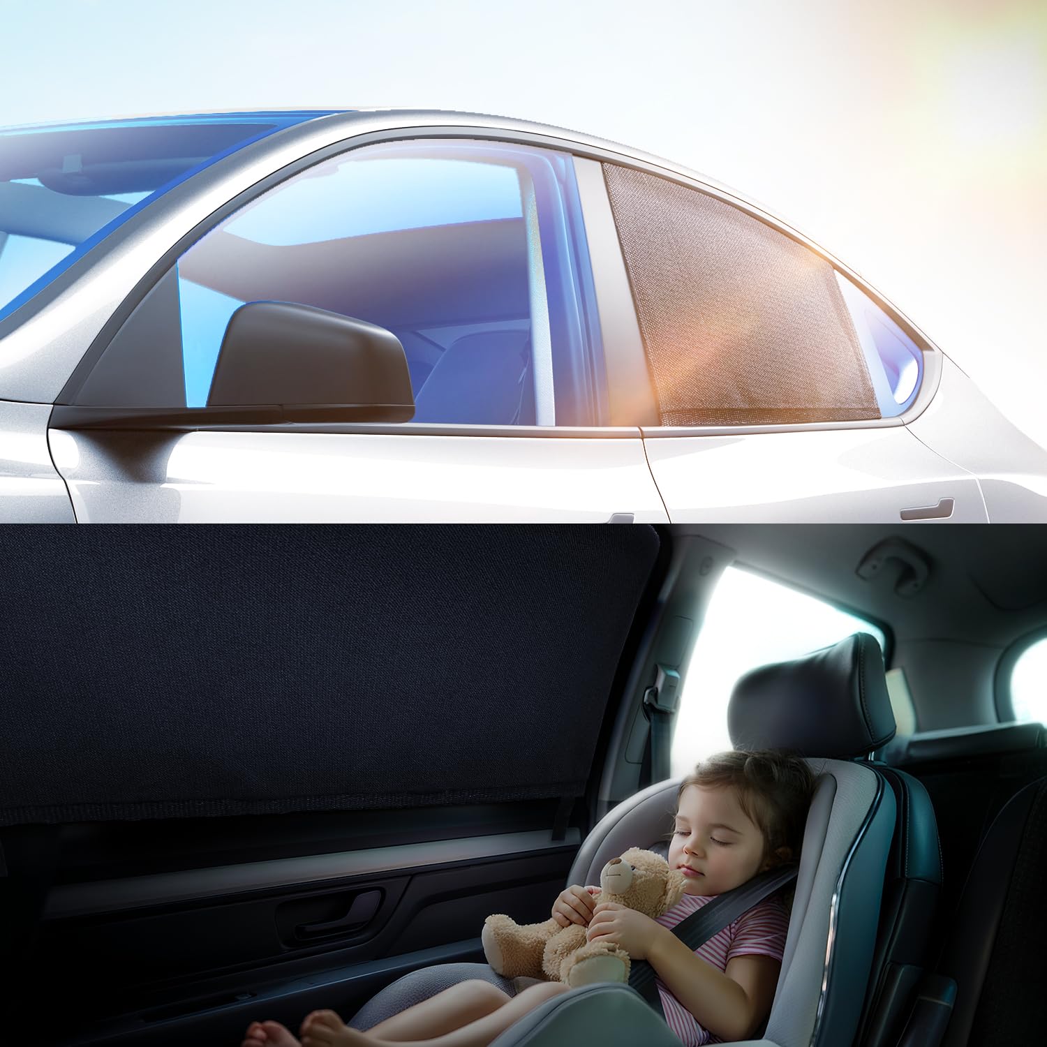 Photo 1 of [Upgraded] DMJN Car Window Shade for Baby, [Nano-Ice-Crystal Coating] Efficient Block UV & Scorching Sun, Easy to Install Side Automobile Privacy Shade for Back Window - Universal Fit (Medium)