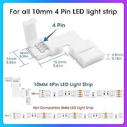 WENHSIN 10-Packs L Shape 4-Pin LED Connectors for