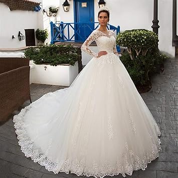 Elegante Semplicita Abito Da Sposa Sexy Manica Lunga Danza Abito Da Sposa Matrimonio Romantico Tulle Abito Da Sposa Principessa Elegante Semplicita Abito Da Sposa Colore Champagne Formato Usa 18 Amazon It Fai Da