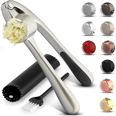 Zulay Kitchen Premium Garlic Press Set - Rust Proof, Easy-Squeeze Differs