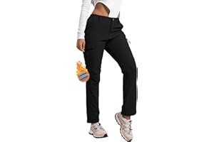 AREOUTS Women's Snow Ski Pants Fleece Lined Waterproof Softshell Insulated Winter Outdoor Hiking Cargo Pants