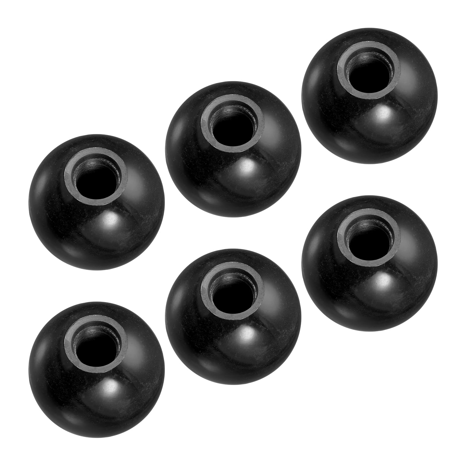 METALLIXITY Threaded Ball Knobs (50mm/1.97") 6Pcs, Plastic Round Operation Ball Handles with M16 Female Thread - for Machine Handle Tool Replacement, Black