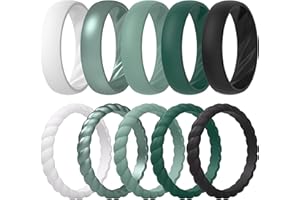ThunderFit Silicone Rings for Her, Mix Women's Silicone Wedding Rings, 1.8mm Thick Rubber Engagement Rings Swivel & 5.5mm Classic Rings Combo