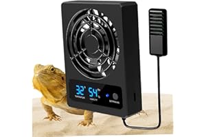 Ventilation Fan for Reptile Tank, Cooling Fan Dehumidifier with LED Display for Rainforest Terrarium Vivarium, Improving Air 