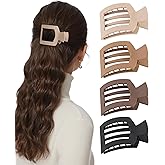 AWAYTR Flat Hair Clips For Women Lay Flat Claw Clip for Hair 4Pcs Large Square Hair Claw Clips
