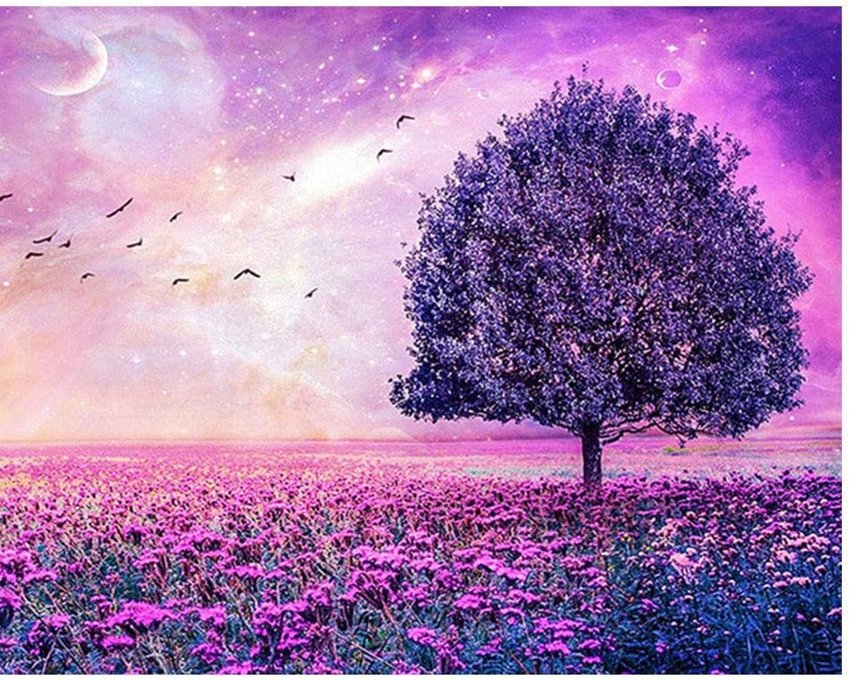 DIY 5D Diamond Painting Kit, Avton Full Drill Tree Flower Rhinestone Embroidery Cross Stitch Supply Arts Crafts Canvas Wall Decor (A)