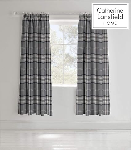 Catherine Lansfield Kelso Easy Care Pencil Pleat Curtains Charcoal