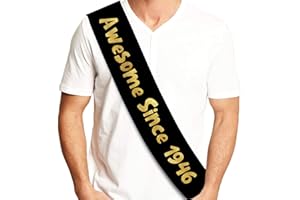 Awesome Since 1946 Sash - Funny 80th Birthday Sash for Him or Her - Party Accessories, Photo Props and Celebration Gifts - Re