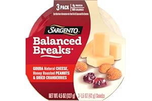 Sargento Balanced Breaks Natural Gouda Cheese, Honey Roasted Peanuts and Dried Cranberries Snack Kit, 3-Pack