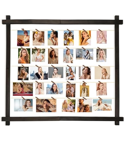 thumbnail image 2 of Photo Display Board With 30 Clips - Collage Picture Frame With Blackboard 15.7x5 Inches 2 of 5