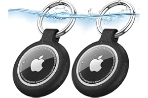 2-Pack Case for AirTag Holder with Keychain, Waterproof Carbon Fibre Texture Design Case for Apple AirTags, Shockproof Anti-S