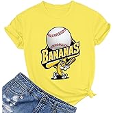 Banana Shirts Baseball Shirt Baseball Player T-Shirts Team Women Baseball Mama Tee Funny Baseball Fan Short Sleeve Top