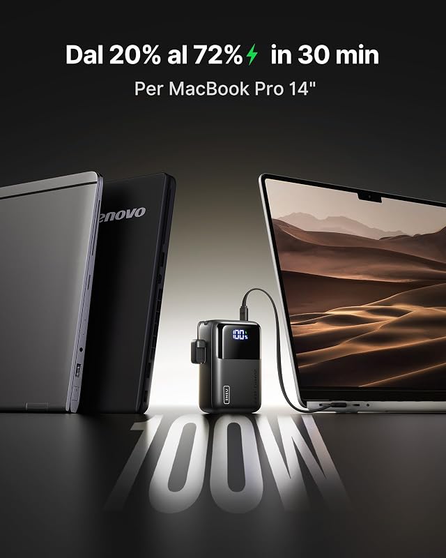 100W Laptop Power Bank, Piccolo 25000mAh Alta Capacità USB-C Powerbank