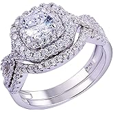 Newshe Jewellery Moissanite Wedding Rings for Women 925 Sterling Silver Wedding Band Bridal Set Round Engagement Size