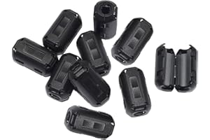 MELKESDE Pack of 10 Snap on Ferrite Core Bead Choke Ring Cord RFI EMI Noise Suppressor Filter for USB/Audio/Video Cable Power Cord Black (Black)