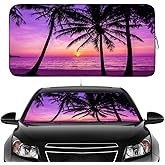 Gven Car Windshield Sun Shade Foldable Cute Sun Windshield Shade for UV Protecion Heat Reduction Funny Cooling for Summer Pink Car Accessories Cool Seats, Easy Fold (Sunset Purple, L)