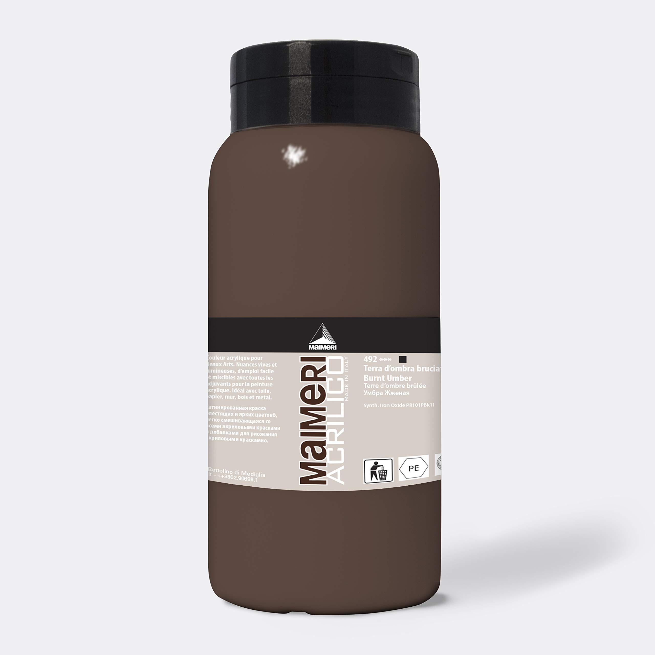MAIMERI ACRILICO 1000 ml Fine Artist Acrylic Paint, Burnt Umber