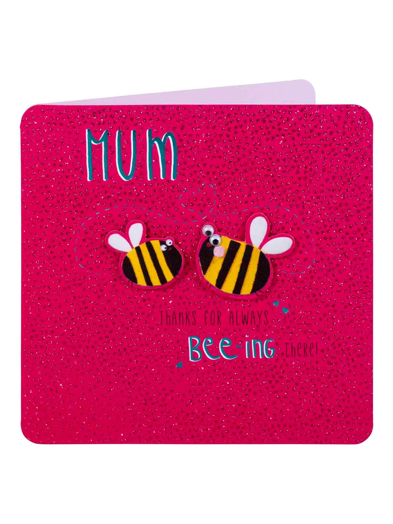 Clintons: Bees and Sparkle Mother's Day Card, Mum Mothers Day Cards, 159x159mm, multi-color