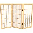 2 ft. Short Desktop Window Pane Shoji Screen - Natural - 3 Panels