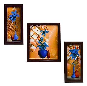 Indianara Wood 3 Piece Set of Framed Wall Hanging Art (Multicolour)