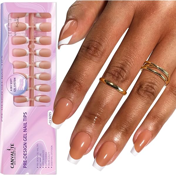 Amazon.com: SXVME Brown Soft Gel Nail Tips Short Almond Gel Tips