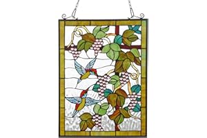 COTOSS Stained Glass Window Hangings,Gorgerous Square Tiffany Glass Window Panel Suncatchers for Home Decor,Gift Ideas for Birthday Easter Christmas 17" Wide by 22" Height