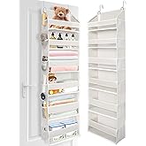 ULG Over The Door Organizer with 6 Large Pockets 12 Side Pockets, 50lbs Weight Capacity Door Hanging Organizer for Bedroom, Bathroom, Pantry, Nursery Storage, Beige