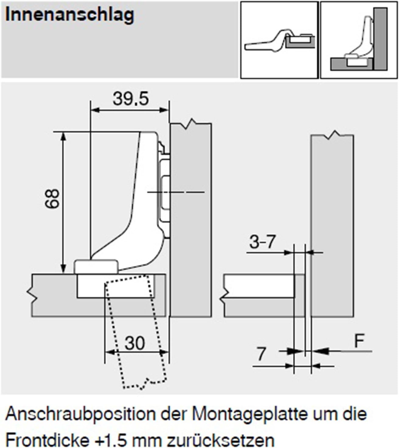 Blum Clip Top Blumotion Furniture Hinge Integrated Inner 107 Degrees with Spring Price for Pack of 2, 105033003 - Image 4
