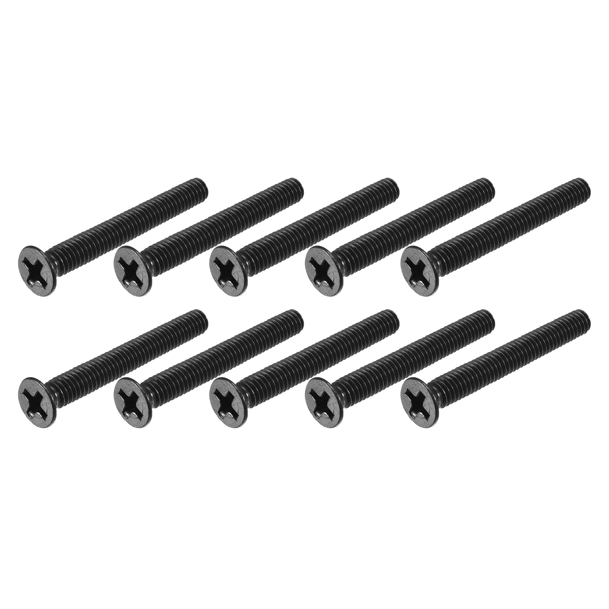 METALLIXITY Phillips Flat Head Screws (M4 x 25mm) 50Pcs, Carbon Steel Machine Screws - for Glasses Watch and Other Small Electronics, Black