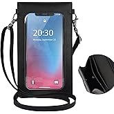 Ansxiy PU Leather Small Phone Bag with Transparent Window for Touchable Screen, 6.7" Without Phone case Compatibility, Magnetic Closure & Waterproof - Crossbody Wallet Case with Shoulder Strap