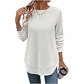 SOLY HUX Women's Long Sleeve Sweatshirt Crew Neck Waffle Knit Pullover Tops Casual Fall Clothes