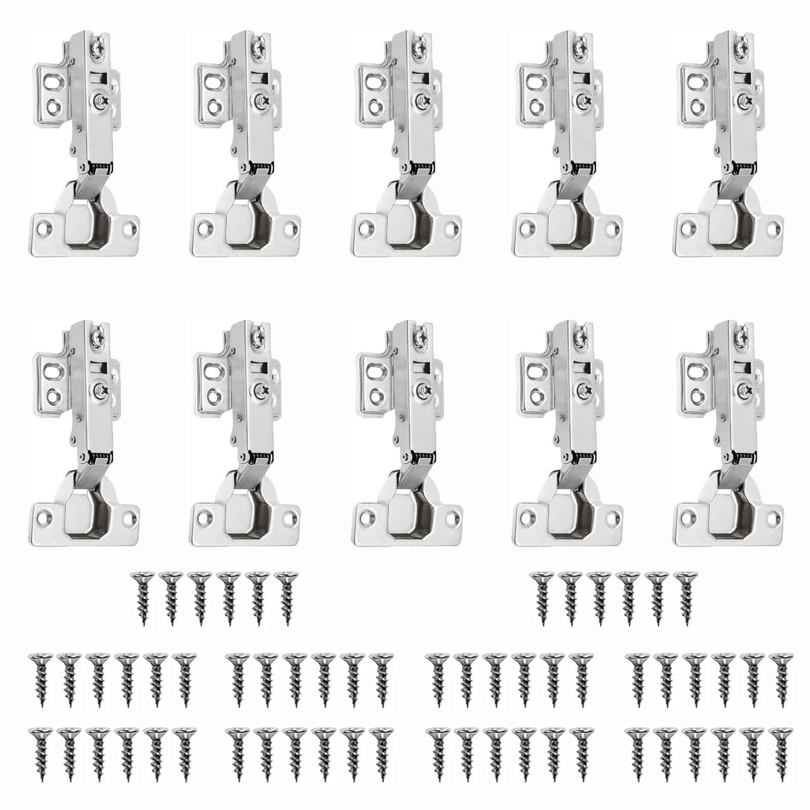 LSRVNM 10-Pack Soft Close Cabinet Hinges, 110° Full Overlay & Inset for Kitchen Cupboard & Wardrobe Doors with Screws