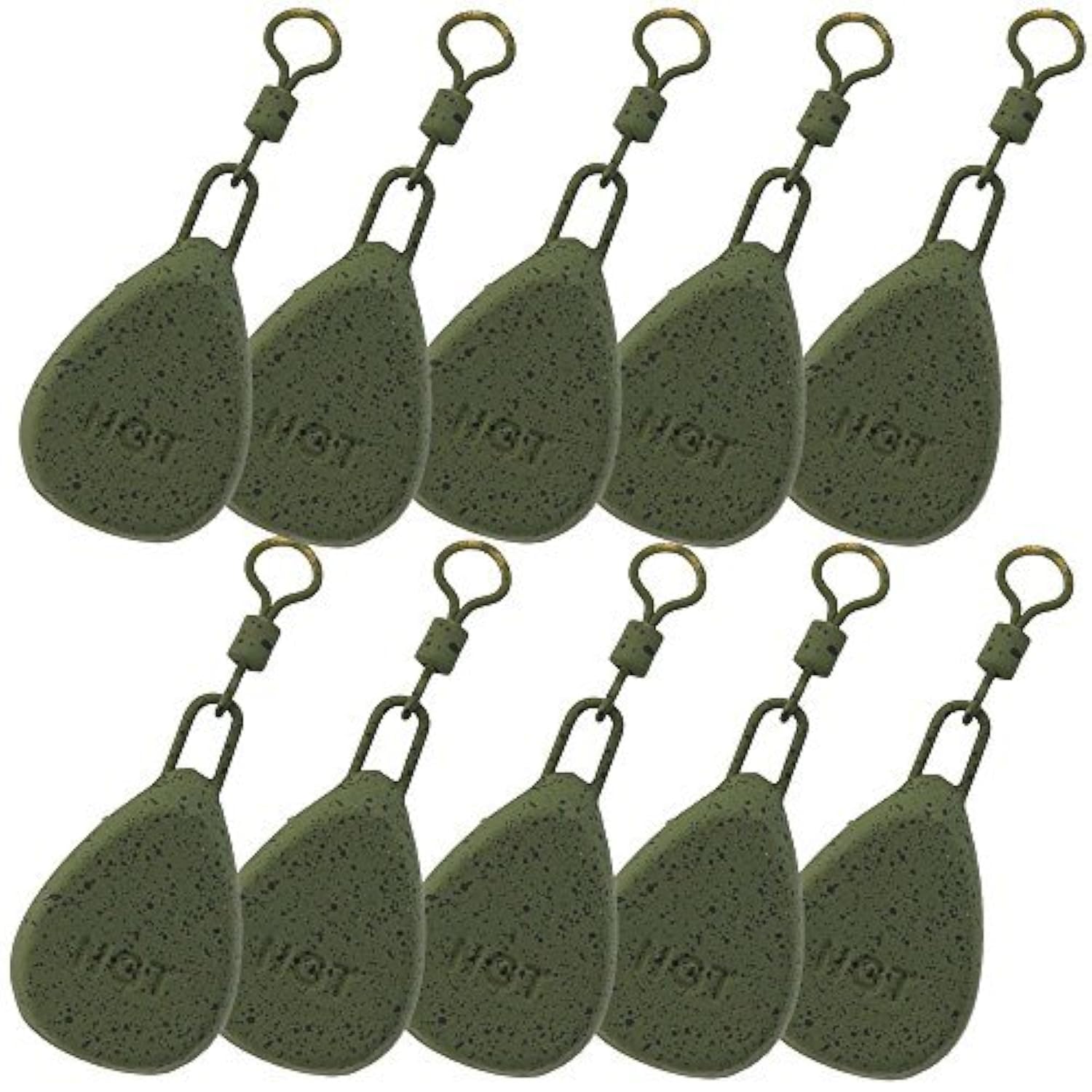 10 x Flat Pear Carp Coarse Fishing Angling Weights 1.5oz 2oz 2.5oz 3oz & 3.5oz NGT (2oz)