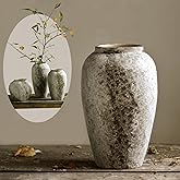 Denique Rustic Ceramic Tall Floor Vase, Vintage Farmhouse Decor, Large Terracotta Vases for Living Room Entryway Table Centerpiece Decor, Terracotta Pottery Clay(B-30cm)
