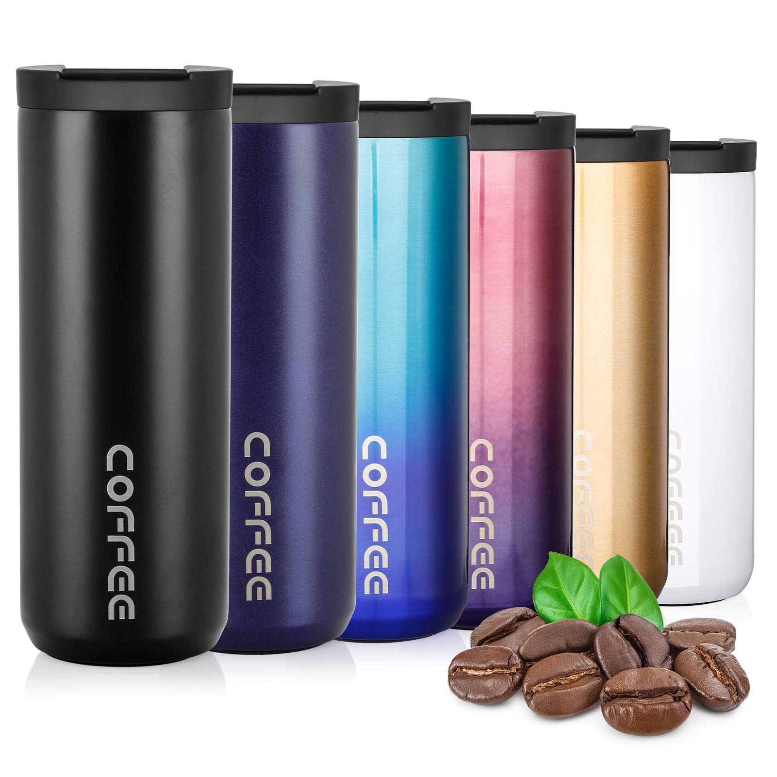 Lalafancy Insulated Coffee Cup 350ml/500ml Vacuum Double Walled Travel Mug Stainless Steel with Leakproof Lid, Car Coffee Mug for Hot and Cold Water and Tea