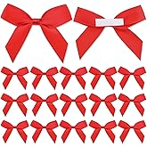 Styquenzer 40 PCS Red Satin Ribbon Bows Self Adhesive Bows for Luxury Gift Wrapping Small Tied Ribbon Adhesive Bow for DIY Satin Ribbon Bows for Brithday Christmas Party Gift Wrap Bows for Bags