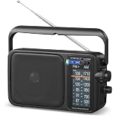 YOWGULF AM FM Radio Portable Battery Operated or AC Power Headphone Jack | Classic retro design,great reception,big speaker,large tuning knob,ideal gift for elders,home decoration &amp; daily listening