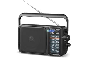 YOWGULF AM FM Radio with Best Reception,Bluetooth Portable AM FM Transistor,Battery Operated Radio or AC Power,Large Dial,Headphone Jack, Gifts for Seniors Elderly