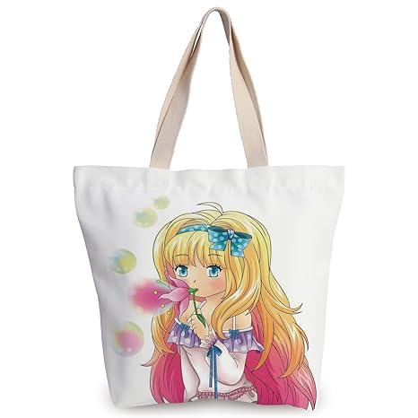 Amazon Com Unique Durable Canvas Tote Bag Anime Cute Manga Girl