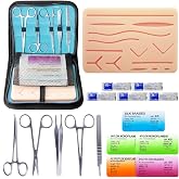 Suture Practice Complete Kit for Student Suture Training, Include Suture Pad with Pre-Cut Wounds, Suture Thread