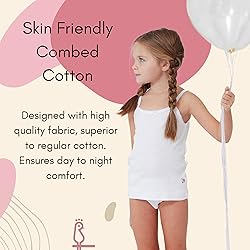 Feathers Girls Solid White Snug Fit Tagless Cami