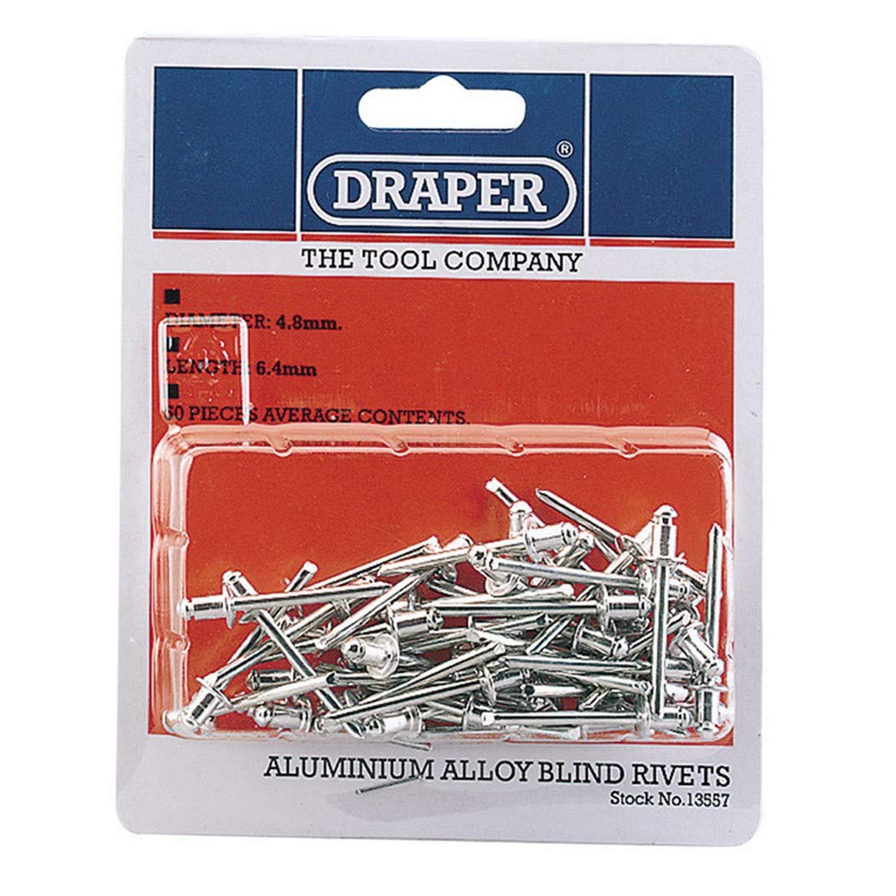 Draper 13557 Blind Rivets, 4.8mm x 6.4mm, Blue, Pack of 50