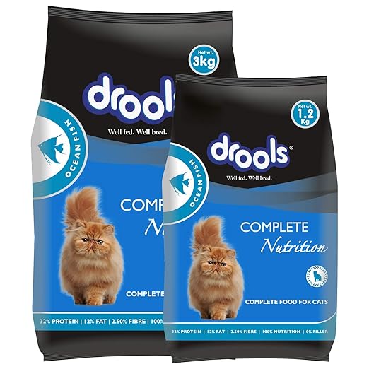 Drools Adult(+1 year) Dry Cat Food, Ocean Fish, 3 kg + 1.2 kg Free