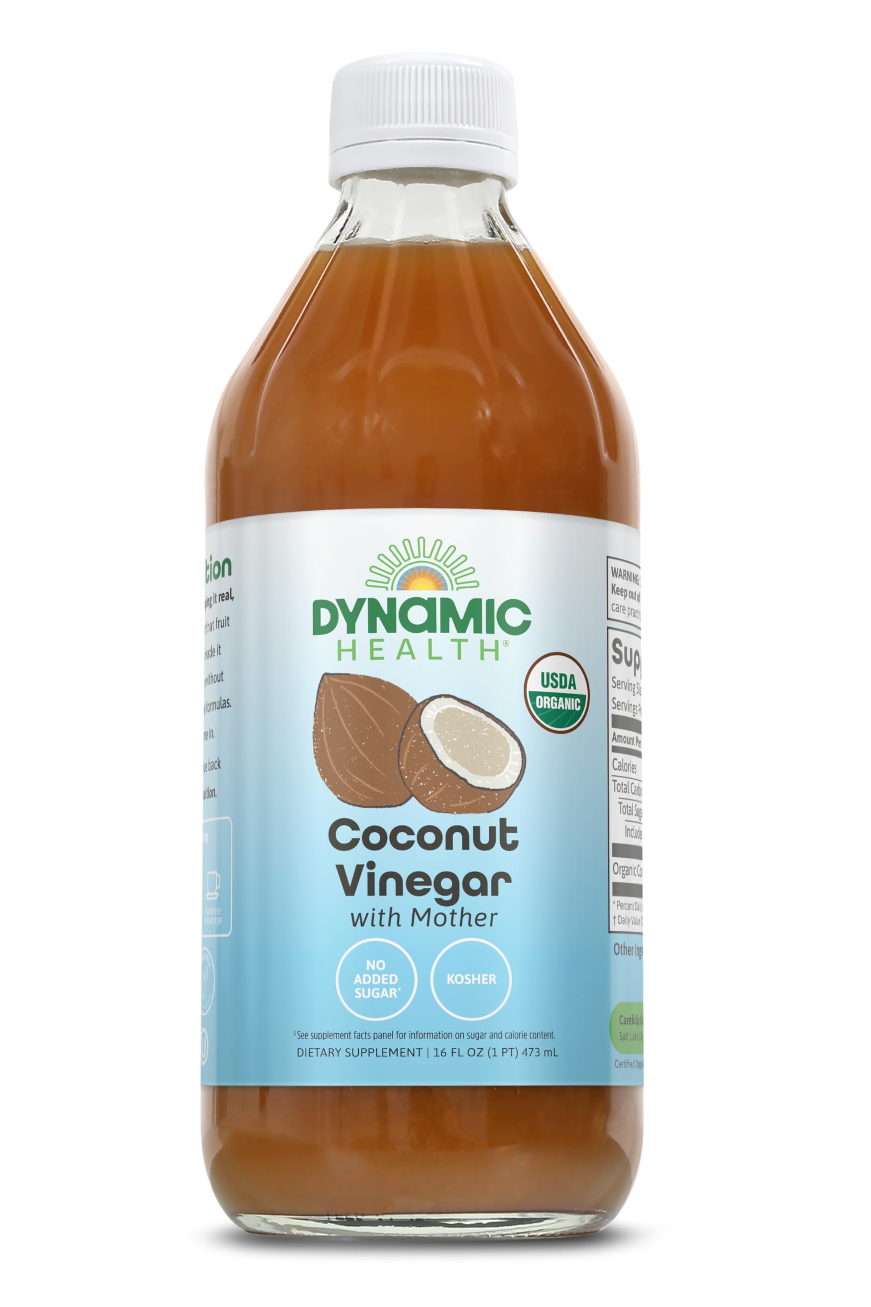 Dynamic Health Organic Raw Coconut Vinegar with Mother, 473 ml