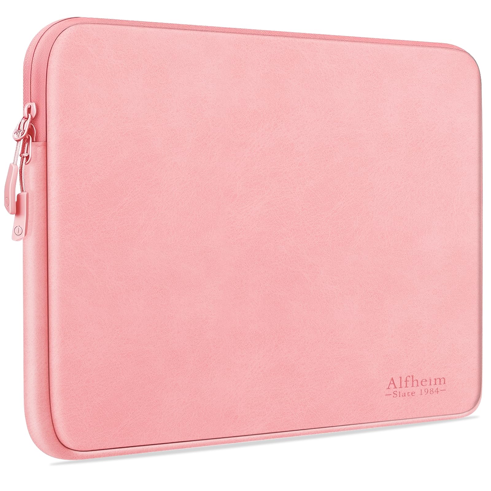 Alfheim 15.6 inch laptop sleeve，Waterproof Shock Resistant Fashion Lightweight PU Leather Bag Case for Notebook Tablet iPad（Pink）