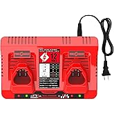 Energup 2Port 48-59-2401 12V Charger for Milwaukee m 12 Battery Charger, for Milwaukee 48-11-2401 M 12 12V Battery 3Ah 6Ah 9Ah (with LED Indicating)