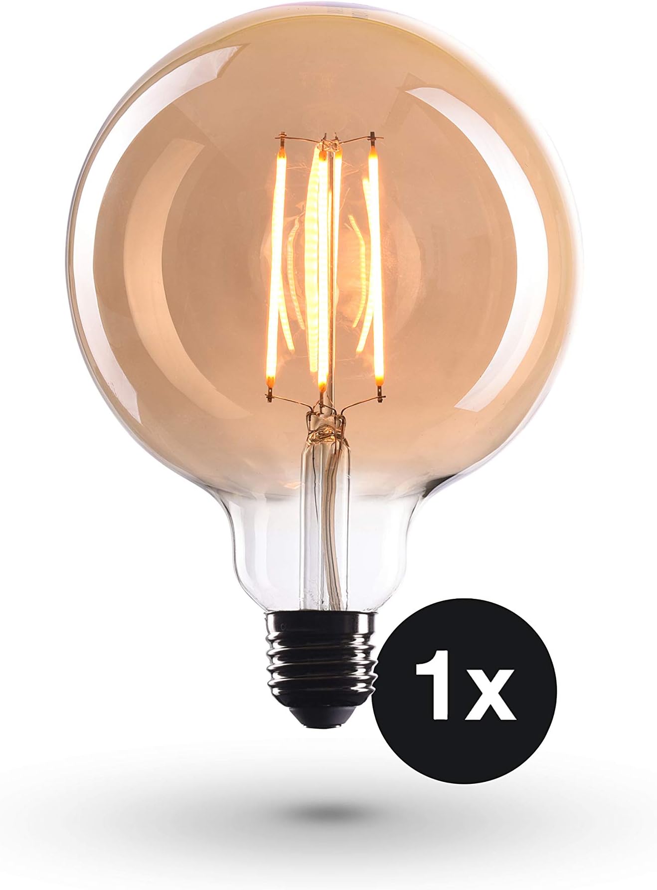 CROWN LEDEdison Light Bulb E27 Socket | Dimmable, 4 W, 2000 K Warm White, 230 V, EL05 | Big Globe | Retro Vintage Industrial Look | EU Energy Class: G